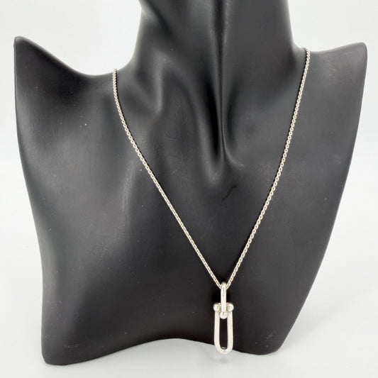 TIFFANY&Co. ティファニー ネックレス ハードウェア 細長リンク ペンダント ジュエリー アクセサリー メンズ レディース シルバー925 ユニセックス 約8.3g【中古品】