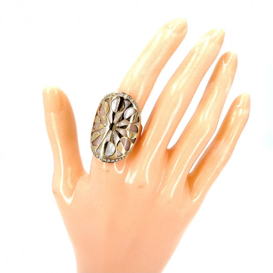 【開店SALE】 BVLGARI ブルガリ 指輪 インタルシオ リング ジュエリー アクセサリー 18金PG Au750 57サイズ K18ピンクゴールド シェル ダイヤモンド 約17号 レディース 約13.7g【中古品】