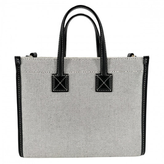 【開店SALE】 BURBERRY バーバリー 2WAY フレヤトート ミニ ハンドバッグ ショルダーバッグ 8044142 キャンバス レザー ブラック 黒 アイボリー ゴールド金具 レディース【中古品】