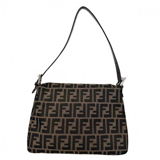【開店SALE】 FENDI フェンディ ショルダーバッグ マンマバケット ワンショルダー Mamma Bucket 26325 キャンバス レザー ブラウン 茶 ゴールド金具 レディース【中古品】