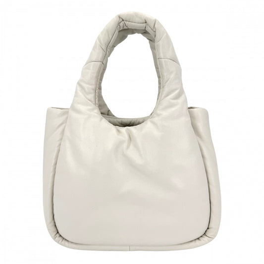 PRADA プラダ ハンドバッグ トライアングルロゴ パデッド ミニバッグ 1BA359 レザー ホワイト 白 ゴールド金具 レディース【中古品】