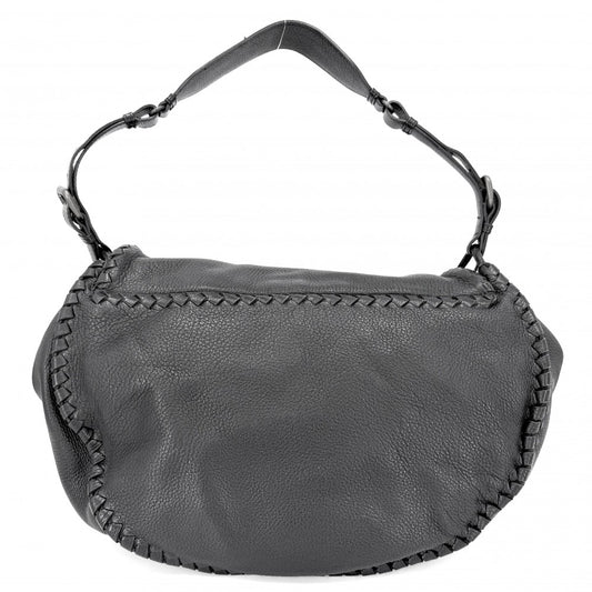 【開店SALE】 BOTTEGAVENETA ボッテガヴェネタ ショルダーバッグ イントレチャート メッセンジャーバッグ レザー ブラック 黒 ブラック金具 メンズ【中古品】