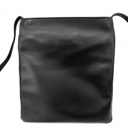 【開店SALE】 LOEWE ロエベ ショルダーバッグ アナグラム ポシェット レザー ブラック 黒 ゴールド金具 レディース【中古品】