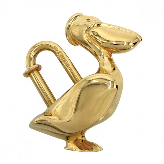 【開店SALE】 HERMES エルメス キーホルダー ペリカン カデナ チャーム メンズ レディース ゴールド ユニセックス 約33.6g【中古品】