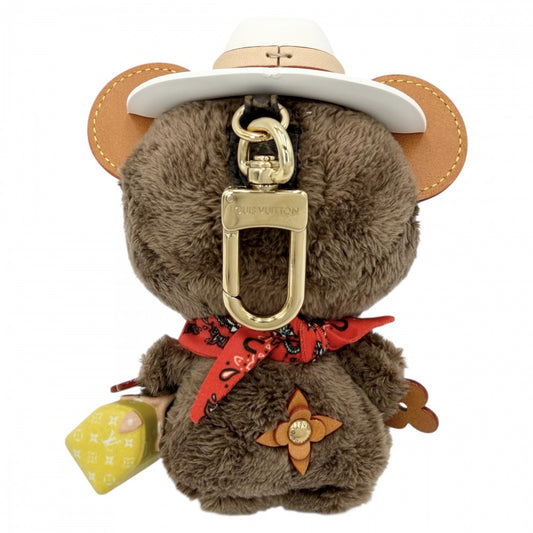 【開店SALE】 LOUIS VUITTON ルイヴィトン キーホルダー バッグチャーム・LVルイベア ぬいぐるみ インテリア 小物 M03176 フェイクファー レザー ブラウン 茶 ゴールド金具 レディース【中古品】
