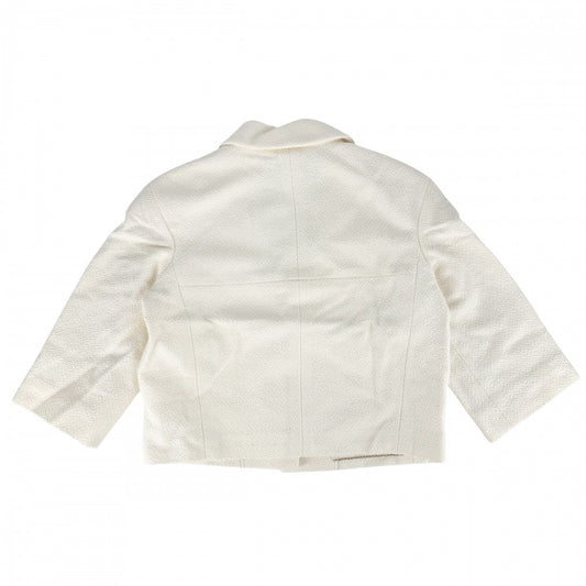 【開店SALE】 CHANEL シャネル アウター ロゴボタン パールボタン ジャケット アパレル 服 42 アイボリー ゴールド金具 コットン シルク レディース【中古品】