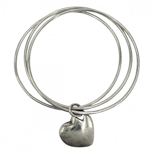 TIFFANY&Co. ティファニー バングル ブレスレット ハート ジュエリー アクセサリー 3連 シルバー925 レディース 約22.6g【中古品】