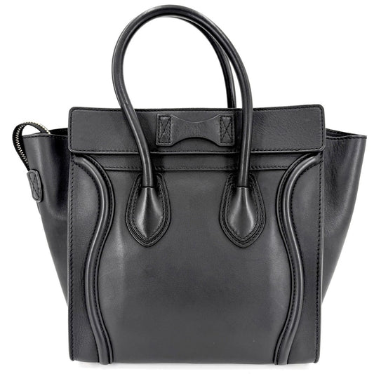 【開店SALE】 CELINE セリーヌ ハンドバッグ ラゲージ マイクロショッパー レザー ブラック 黒 ゴールド金具 レディース【中古品】