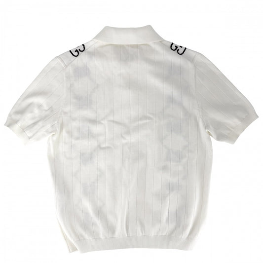 GUCCI グッチ ポロシャツ GG トップス 服 アパレル L 747086 ホワイト 白 ブラック 黒 春 夏 コットン メンズ【中古品】
