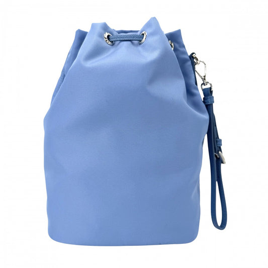 PRADA プラダ ハンドバッグ ポーチ 巾着バッグ 1NS369 ナイロン レザー ライトブルー シルバー金具 レディース【中古品】