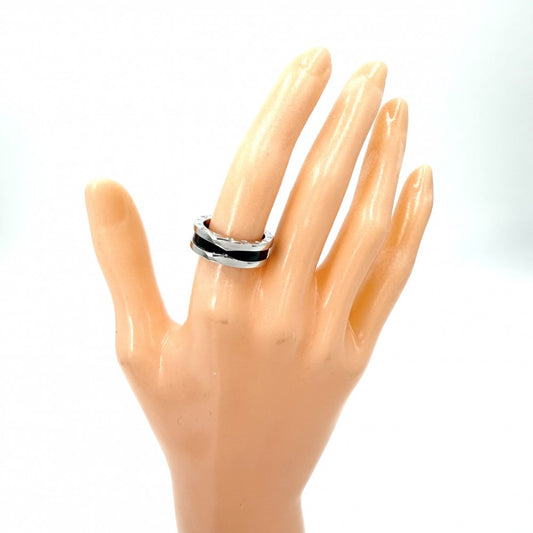 BVLGARI ブルガリ 指輪 ビーゼロワン セーブ・ザ・チルドレン B-ZERO1 リング 1バンド 52サイズ ジュエリー アクセサリー シルバー925 セラミック 約11号 ブラック 黒 レディース 約6.2g【中古品】