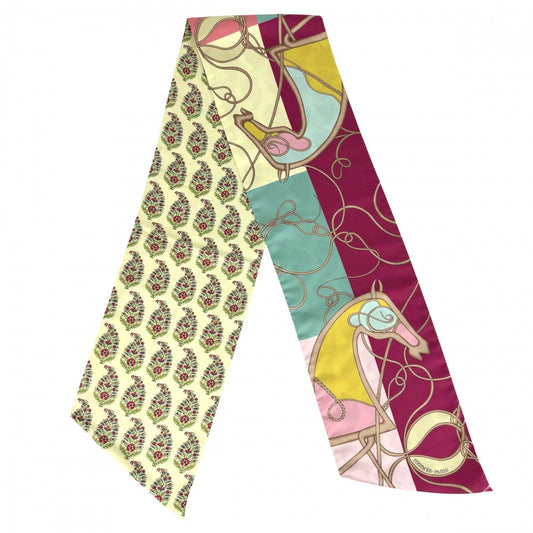 【開店SALE】 HERMES エルメス スカーフ マキシツイリー COUP DE FOUET AU BLOC 鞭 ファッションアイテム MAXI Twilly ブロック シルク マルチカラー レディース【中古品】