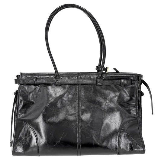 【開店SALE】 PRADA プラダ 2WAY ボニー ラージ ハンドバッグ ショルダーバッグ トライアングルロゴ トートバッグ 1BA433 レザー ブラック 黒 ゴールド金具 レディース【中古品】