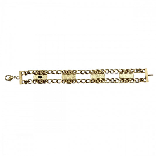 CHANEL シャネル ブレスレット チェーン ココマーク アクセサリー ハート スター 星 GP 01P ブラック 黒 ゴールド レディース 約32.3g 2001年【中古品】