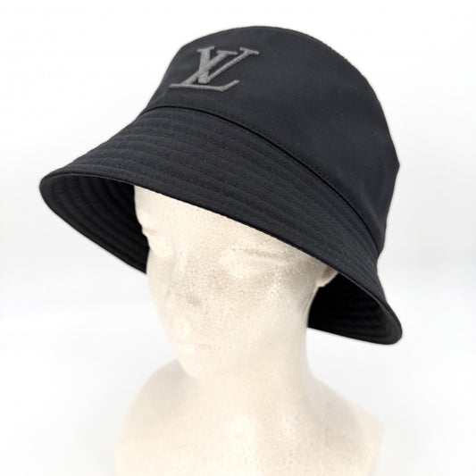 LOUIS VUITTON ルイヴィトン ハット ロゴ刺繍 バケットハット・オンリー LV ファッションアイテム アパレル Sサイズ 帽子 M5059L コットン ブラック 黒 メンズ【中古品】