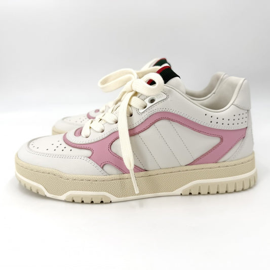 GUCCI グッチ スニーカー リウェブ ローカット ファッションアイテム シューズ 35 1/2サイズ 約22.5cm 靴 785728 レザー ホワイト 白 ピンク レディース【中古品】