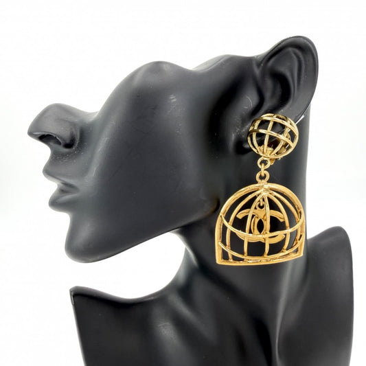 CHANEL シャネル イヤリング 鳥かご ココマーク アクセサリー ヴィンテージ GP 2 9 ゴールド レディース 約31.5g 1994年【中古品】