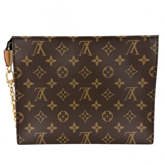LOUIS VUITTON ルイヴィトン ショルダーバッグ モノグラム トイレタリーポーチ オンチェーン クラッチバッグ チェーンショルダー M81412 ブラウン 茶 ゴールド金具 レディース【中古品】