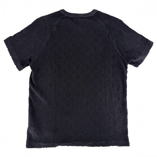 LOUIS VUITTON ルイヴィトン 半袖Tシャツ モノグラムフレンチテリー トップス ニット アパレル 服 XS ネイビー 紺 春 夏 シルク コットン メンズ【中古品】