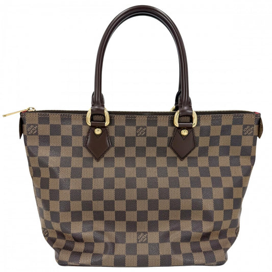 LOUIS VUITTON ルイヴィトン トートバッグ ダミエ サレヤPM ハンドバッグ ブラウン 茶 N51183 ゴールド金具 レディース【中古品】