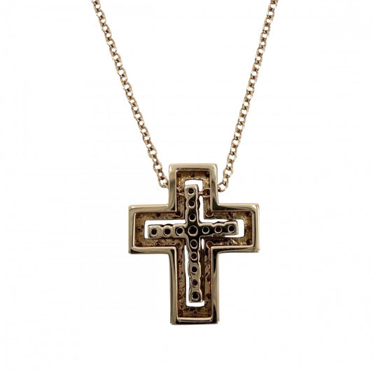 Damiani ダミアーニ ネックレス ベルエポックXXS クロスモチーフ ジュエリー アクセサリー Bell Epoque 18金PG Au750 K18ピンクゴールド ダイヤモンド レディース 約4.3g【中古品】