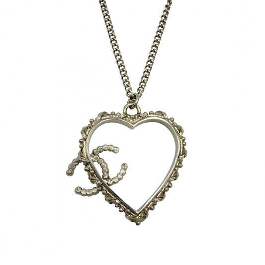 CHANEL シャネル ネックレス ココマーク ハート ペンダント アクセサリー チェーン GP ラインストーン B25P ゴールド レディース 約22.4g 2025年【中古品】