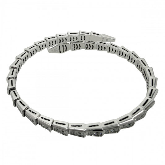 BVLGARI ブルガリ バングル セルペンティ ヴァイパー ブレスレット アクセサリー ジュエリー 18金WG Au750 16サイズ K18ホワイトゴールド ダイヤモンド3.64ct ユニセックス 約24.3g【中古品】