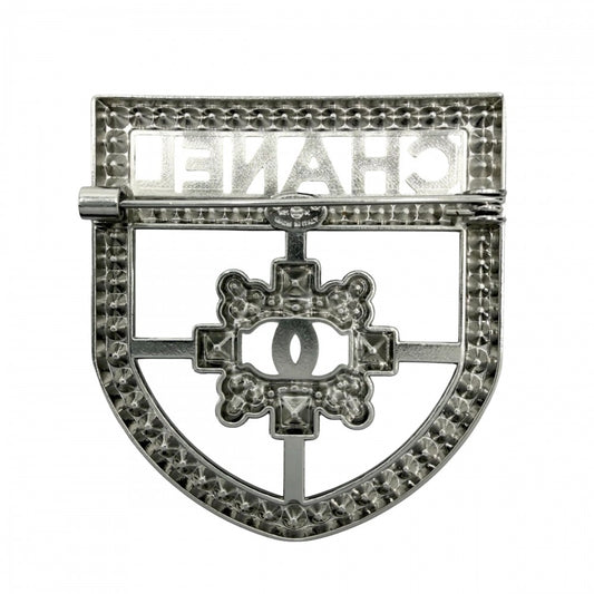 CHANEL シャネル ブローチ エンブレム ココマーク アクセサリー ラインストーン D21K シルバー レディース 約10.6g 2021年【中古品】