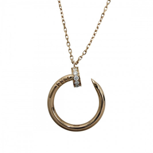 CARTIER カルティエ ネックレス ジュストアンクル ペンダント ジュエリー 釘 18金PG Au750 アクセサリー K18ピンクゴールド ダイヤモンド レディース 約5.5g【中古品】