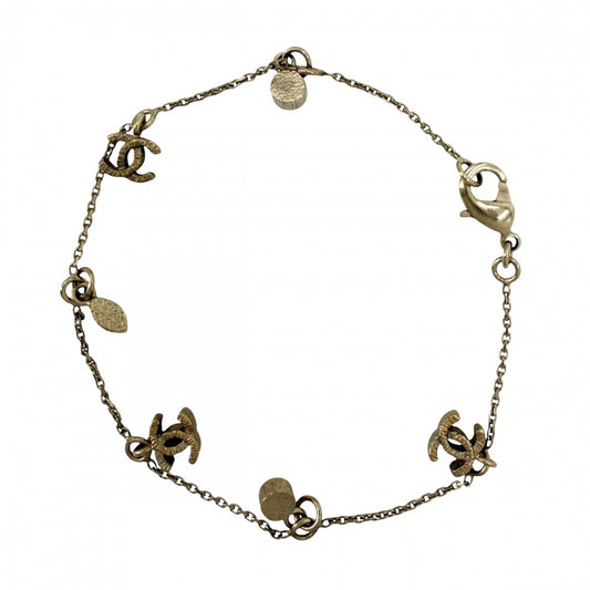 CHANEL シャネル ブレスレット ココマーク ココ チェーン アクセサリー GP ラインストーン 10A レディース 約3.9g 2010年【中古品】