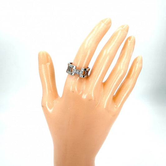 TIFFANY&Co. ティファニー 指輪 アトラス オープン リング ジュエリー アクセサリー Au750 18金WG K18ホワイトゴールド ダイヤモンド 約12.5号 レディース 約7.4g【中古品】