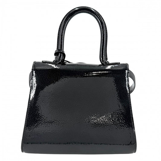2WAY デルヴォー ブリヨンミニ ハンドバッグ ショルダーバッグ DELVAUX エナメル かばん 鞄 パテントレザー ダークネイビー シルバー金具 レディース【中古品】
