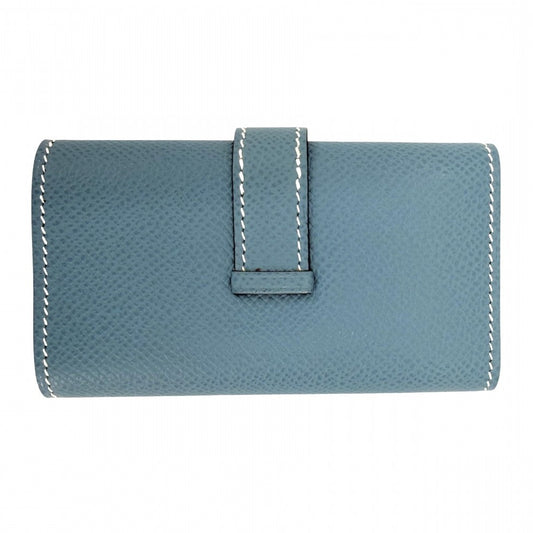 HERMES エルメス キーケース ベアン 4連 小物 □J刻印 レザー ブルー 青 ゴールド金具 ユニセックス 2006年【中古品】