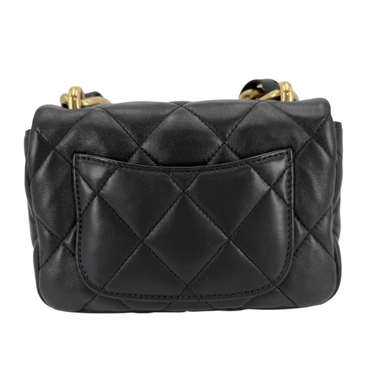 CHANEL シャネル ショルダーバッグ マトラッセ ココマーク チェーン スクエア ミニバッグ ラムスキン ブラック 黒 ゴールド金具 レディース【中古品】