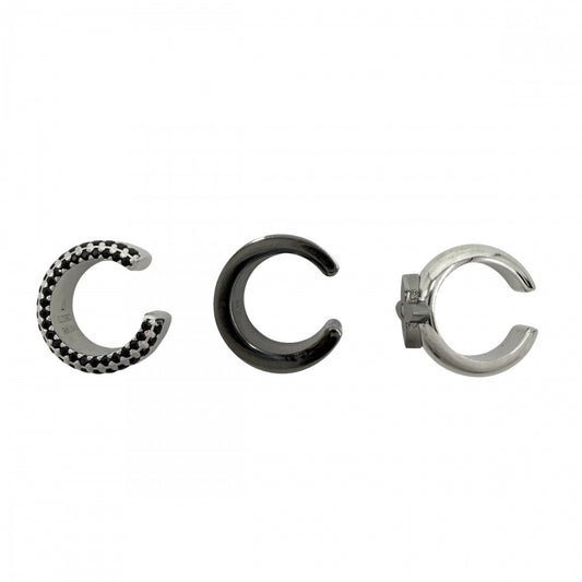 LOUIS VUITTON ルイヴィトン イヤリング イヤーカフ イヤカフ・モノグラム サークル 3個セット アクセサリー M01498 シルバー メンズ 約9.5(合計)g【中古品】