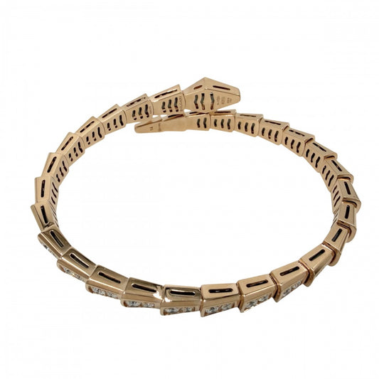 BVLGARI ブルガリ バングル セルペンティ ヴァイパー ブレスレット アクセサリー ジュエリー 18金PG Au750 14サイズ メンズ レディース K18ピンクゴールド ダイヤモンド ユニセックス 約23.0g【中古品】