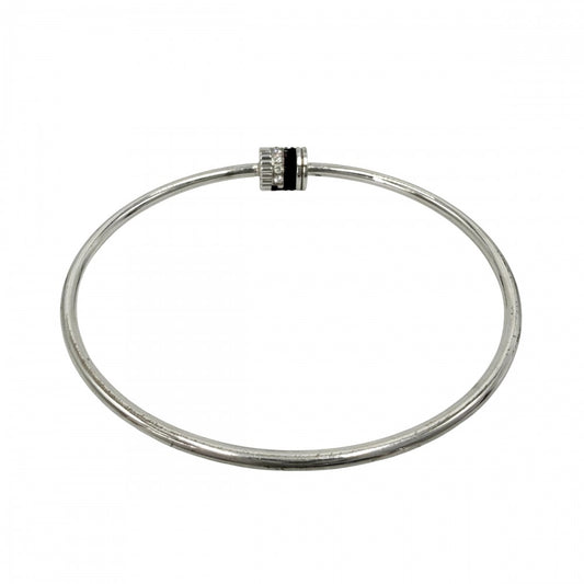 Boucheron ブシュロン バングル キャトル ブラック 1モチーフ ジュエリー 18金WG Au750 K18ホワイトゴールド ダイヤモンド レディース 約11.2g【中古品】