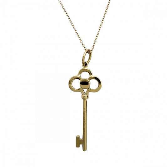 TIFFANY&Co. ティファニー ネックレス ペンダント クラウンキー ジュエリー アクセサリー 18金YG Au750 K18イエローゴールド ダイヤモンド ゴールド レディース 約5.2g【中古品】