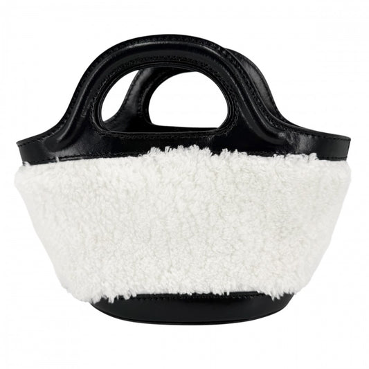 MARNI マルニ 2WAY トロピカリア マイクロ ハンドバッグ ショルダーバッグ BMMP0097Q2 レザー ファー ホワイト 白 ブラック 黒 ゴールド金具 レディース【中古品】