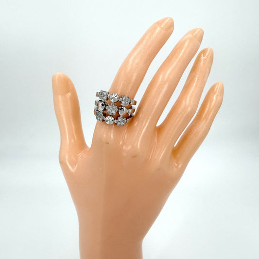 BVLGARI ブルガリ 指輪 リング ルチア ジュエリー アクセサリー Au750 18金WG K18ホワイトゴールド ダイヤモンド 約14.5号 レディース 約13.1g【中古品】