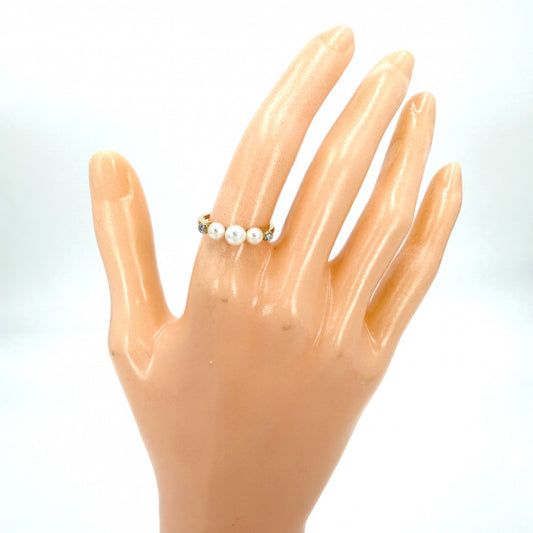 MIKIMOTO ミキモト 指輪 ジュエリー アクセサリー 18金YG Au750 真珠 K18イエローゴールド パール0.4mm~0.5mm 約10.5号 レディース 約2.1g【中古品】