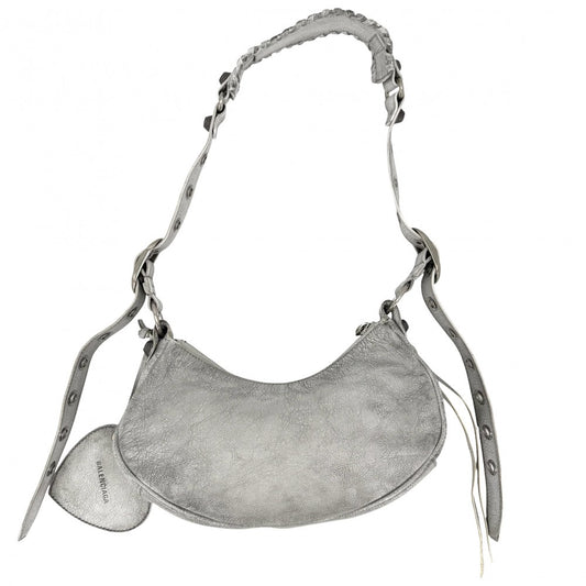 BALENCIAGA バレンシアガ ショルダーバッグ ミラー付き ル・カゴールXS LE CAGOLE 671309 レザー グレー シルバー金具 レディース【中古品】