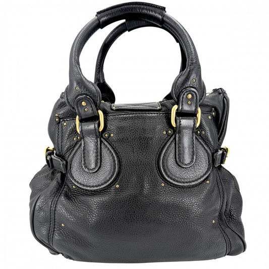 Chloe クロエ ハンドバッグ パディントン かばん 鞄 レザー ブラック 黒 ゴールド×シルバー金具 レディース【中古品】
