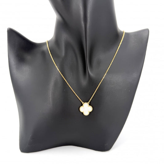 Van Cleef & Arpels ヴァンクリーフ&アーペル ネックレス ヴィンテージアルハンブラ K18イエローゴールド マザーオブパール VCARA45900 ホワイト 白 レディース 約5.1g【中古品】