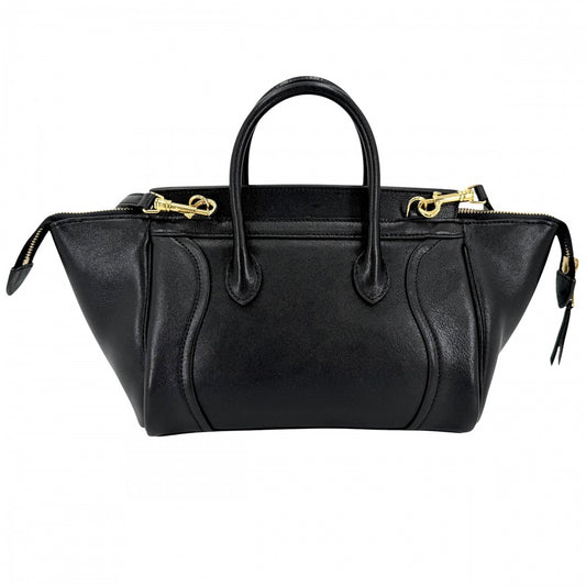 CELINE セリーヌ 2WAY リトルラゲージ ハンドバッグ ショルダーバッグ レザー ブラック 黒 ゴールド金具 レディース【中古品】