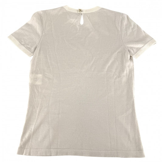 CHANEL シャネル トップス ココマーク 半袖ニット アパレル 服 36 ベージュ 夏 カシミヤ シルク レディース【中古品】