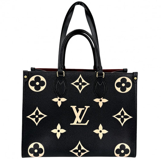 LOUIS VUITTON ルイヴィトン 2WAY バイカラーモノグラムアンプラント オンザゴーMM ハンドバッグ トートバッグ 黒 M45495 ブラック 黒 ベージュ ゴールド金具 レディース【中古品】
