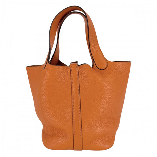 HERMES エルメス ハンドバッグ ピコタンPM □K刻印 レザー オレンジ系 シルバー金具 レディース 2007年【中古品】