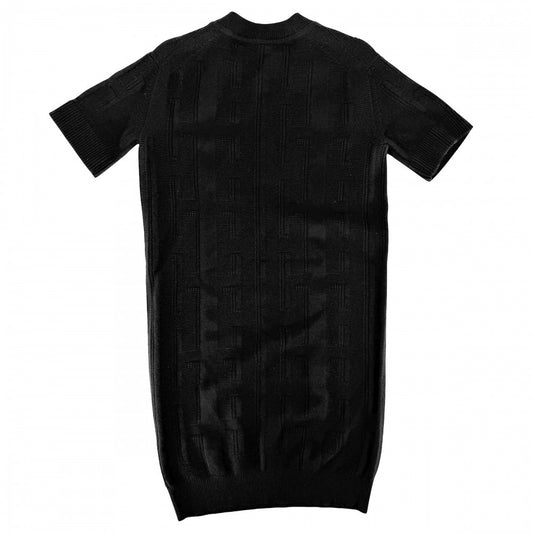 HERMES エルメス ワンピース Hロゴ ニット 半袖 アパレル 服 34 ブラック 黒 春 夏 ウール レディース【中古品】