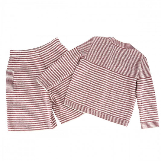CHANEL シャネル セットアップ サマーニット ボーダー カーディガン ハーフパンツ アパレル 服 36 レッド 赤 ホワイト 白 春 秋 ペーパー コットン シルク レディース【中古品】